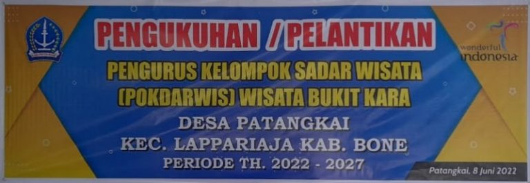 Pengukuhan Kelompok Sadar Wisata (Pokdarwis) Bukit Kara Desa Patangkai Lappariaja